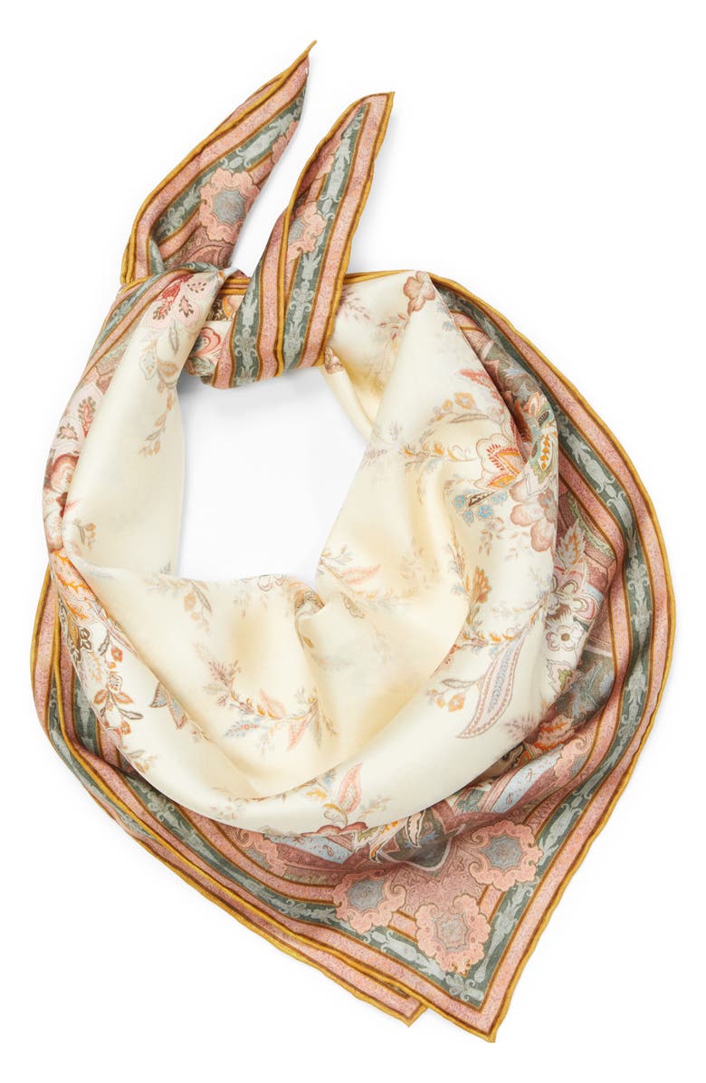 Zimmermann Paisley Print Silk Square Scarf, Alternate, color, Cream Pink Paisley