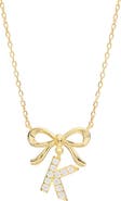 ATHRA LUXE Cubic Zirconia Bow Initial Pendant Necklace
