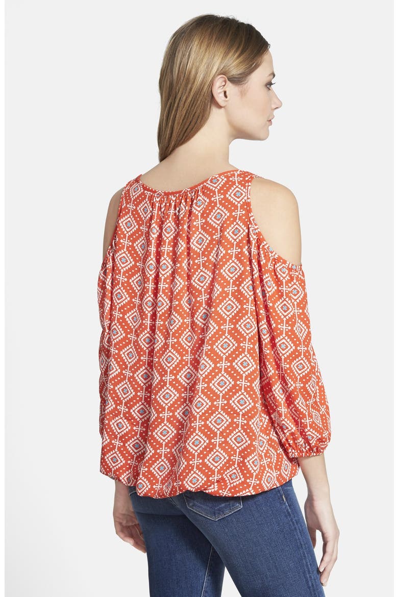 Cold Shoulder Blouse, Alternate, color, RED GEO