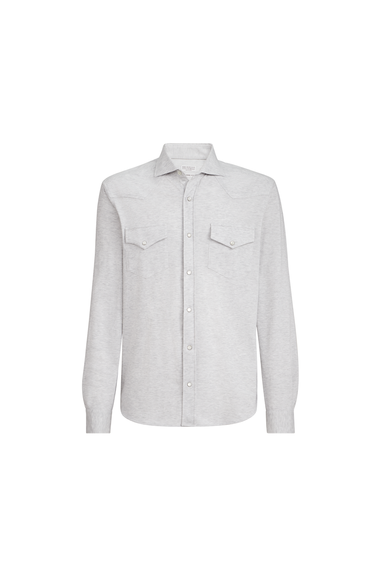 Easy-fit shirt with shoulder yoke, Alternate, color, Pebble