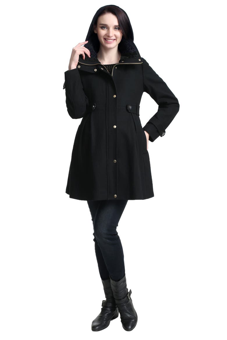 Olivia Wool Blend Maternity Coat, Alternate, color, BLACK