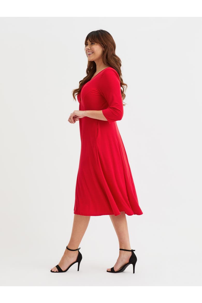 Claudia Solid Jersey Knot Front Dress, Alternate, color, Scarlet Red