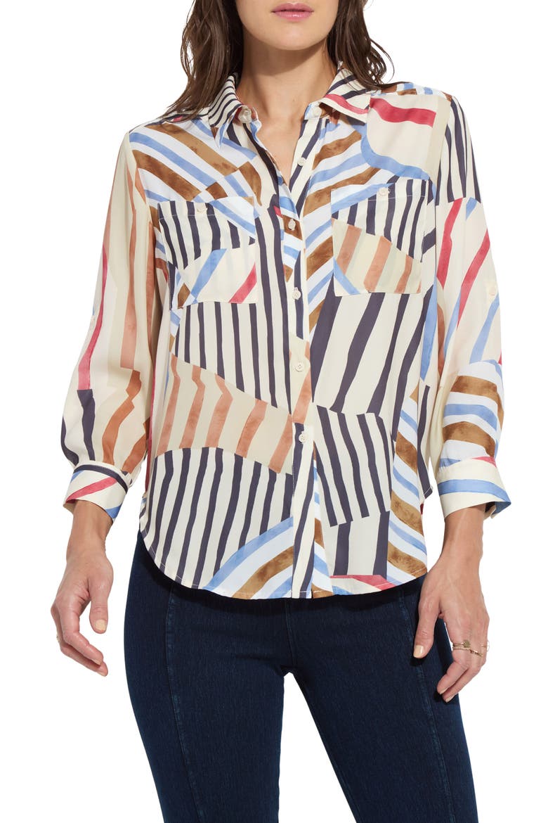 Yesenia Stripe Utility Button-Up Shirt, Main, color, STRIPE ART