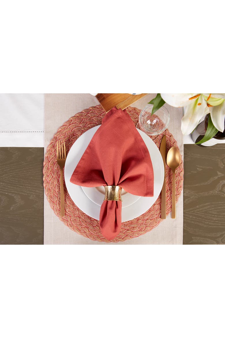 Variegated Round Woven Placemat Set/6, Alternate, color, Red