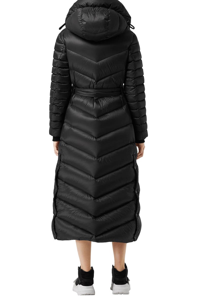 Burberry Kington Faux Fur Trim Long Down Coat, Alternate, color, 