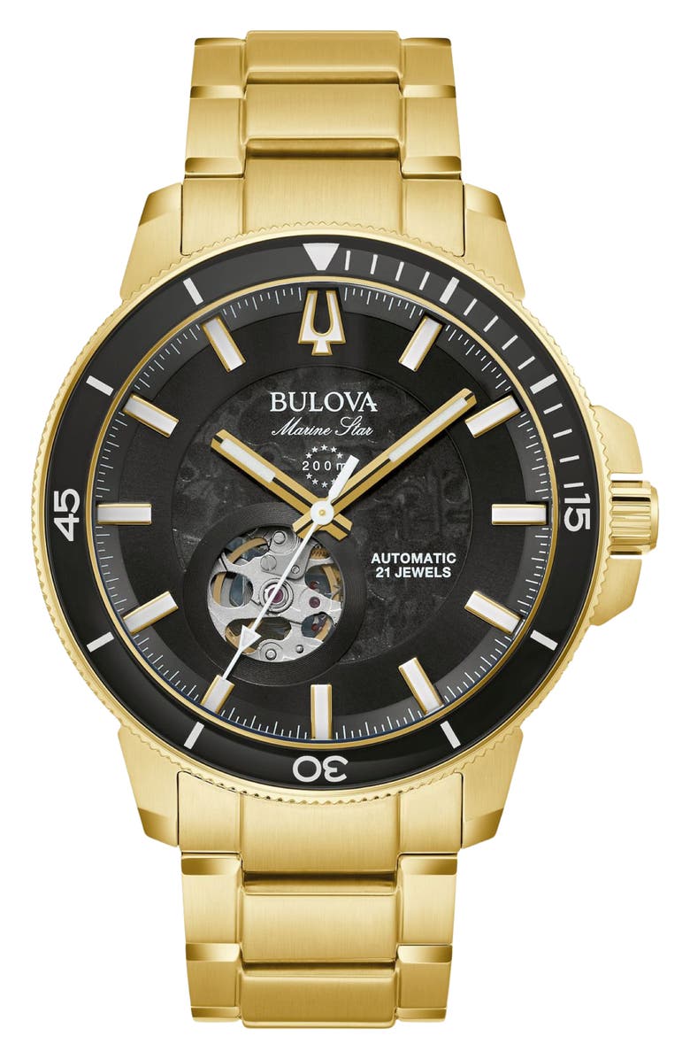 BULOVA Marine Star Automatic Bracelet Watch, 45mm, Main, color, Gold