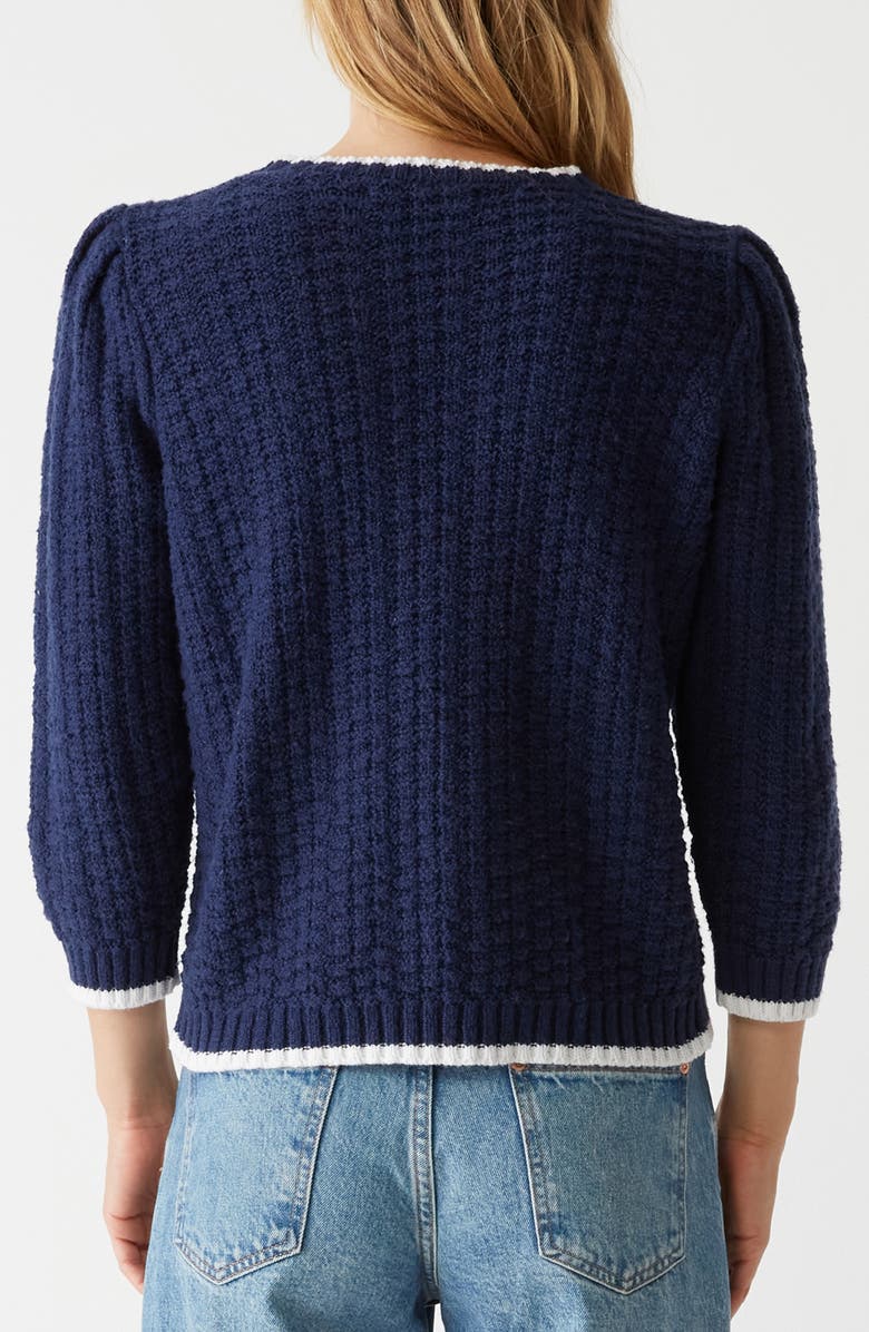 Michael Stars Leonora Tipped Puff Sleeve Cotton Blend Sweater, Alternate, color, Nocturnal