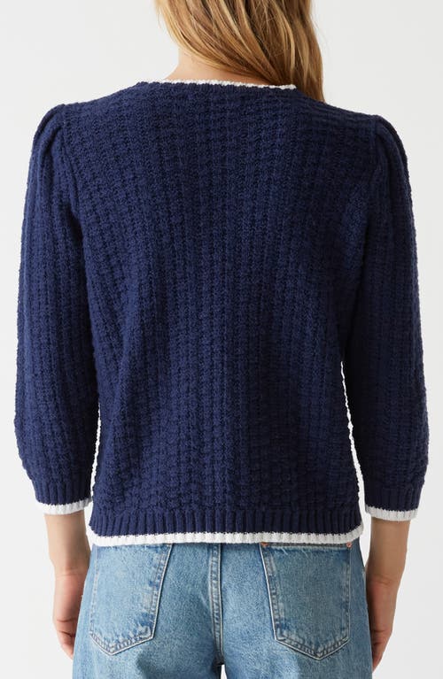 Michael Stars Leonora Tipped Puff Sleeve Cotton Blend Sweater In Nocturnal In Nocturnal