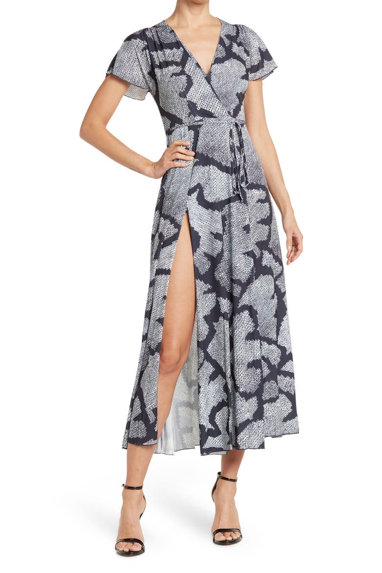 Remy Wrap Dress, Main, color, UTILITY BLUE/SUM WHT