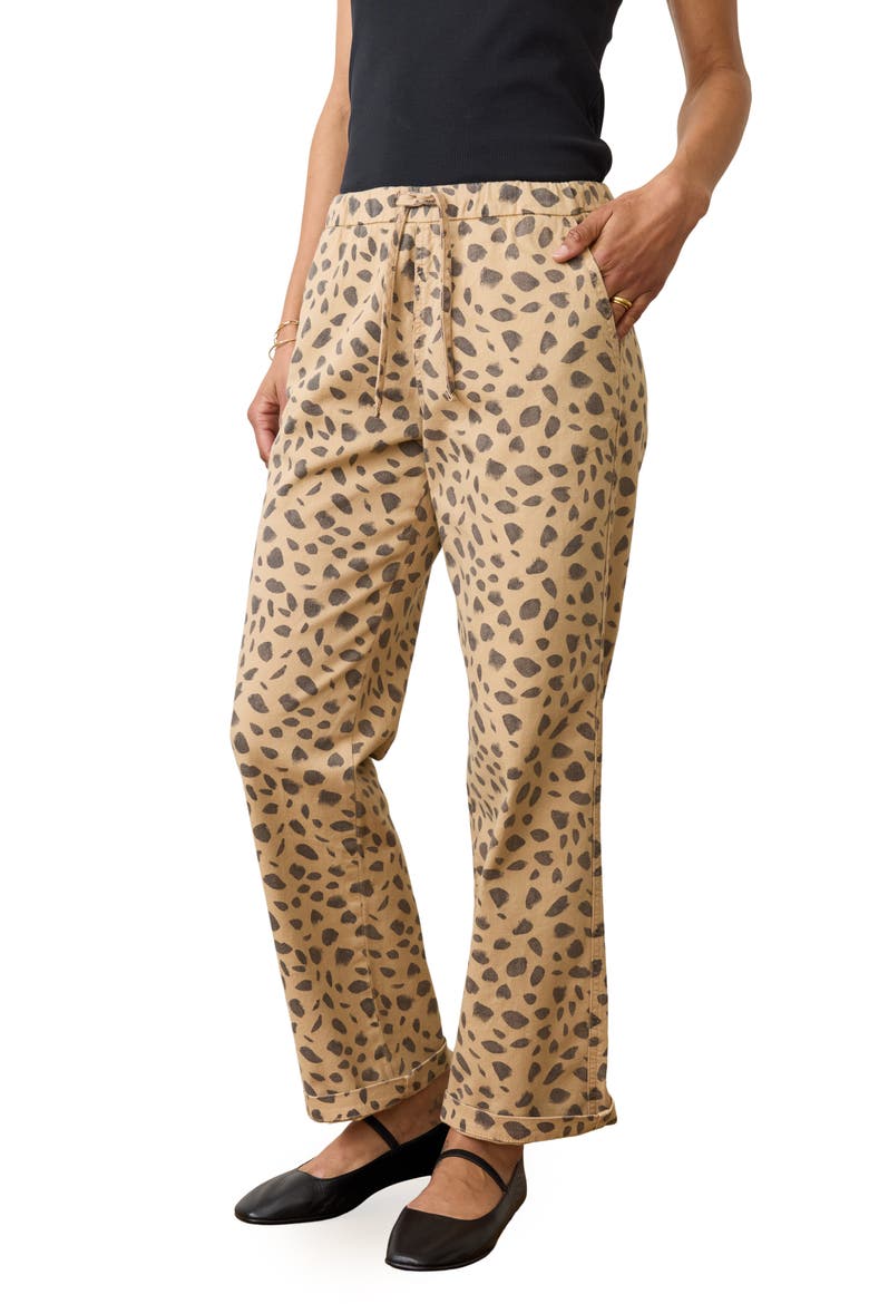 Print Denim Drawstring Pants, Alternate, color, ABSTRACT ANIMAL PRINT