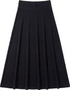 Monte Carlo Flared Ribbed Waist Stretch Knit Long Skirt