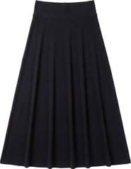 Monte Carlo Flared Ribbed Waist Stretch Knit Long Skirt