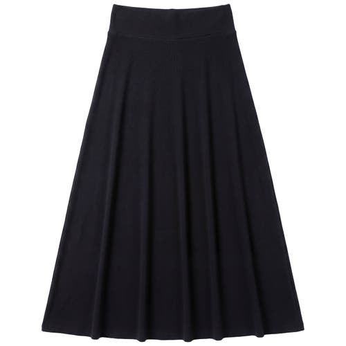 Monte Carlo Flared Ribbed Waist Stretch Knit Long Skirt in Black at Nordstrom, Size 14