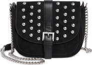 London Fog Studded Faux Suede Camera Bag