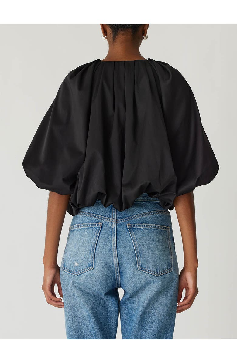 Rebecca Taylor Techy Sateen Bubble Top, Alternate, color, Black