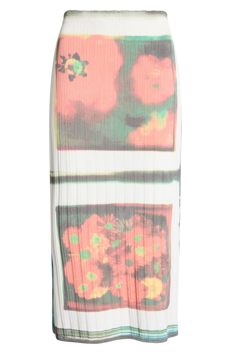 STAUD Noemi Ribbed Knit Midi Skirt, Main, color, Superbloom
