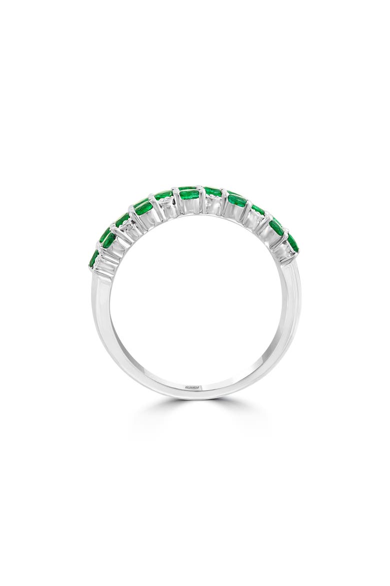 14-Karat White Gold Emerald & Diamond Ring, Alternate, color, GREEN