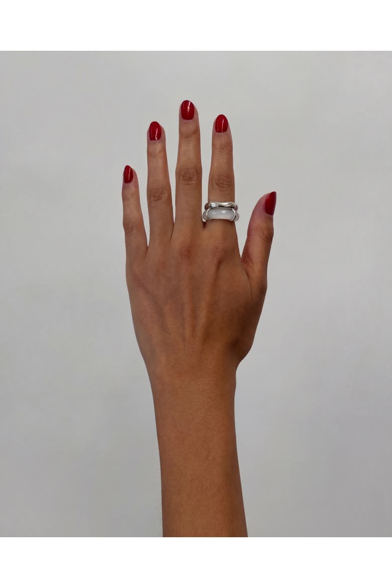 Cove White Chalcedony Sculpted Ring, Alternate, color, White