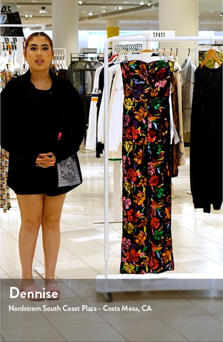 Preston Floral Sequin Strapless Jumpsuit, sales video thumbnail