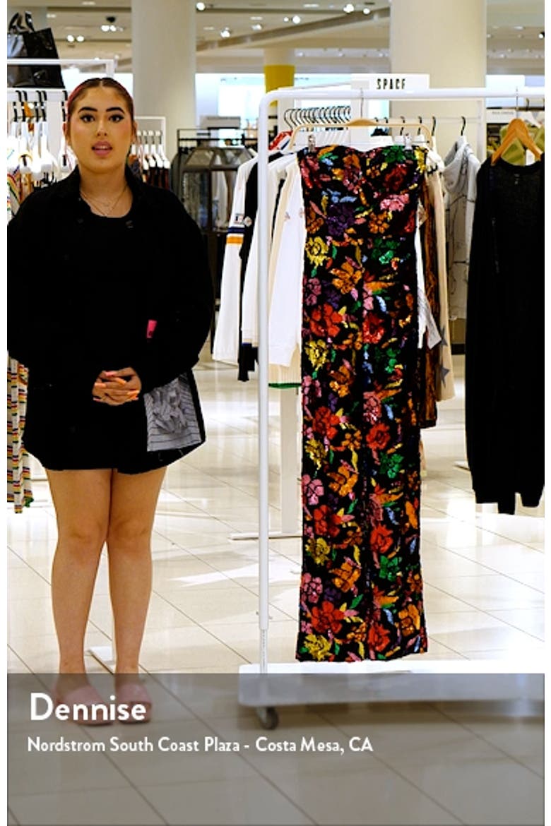 Preston Floral Sequin Strapless Jumpsuit video