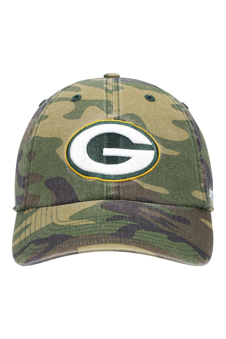 Men's '47 Camo Green Bay Packers Woodland Clean Up Adjustable Hat, Main, color, CAMO
