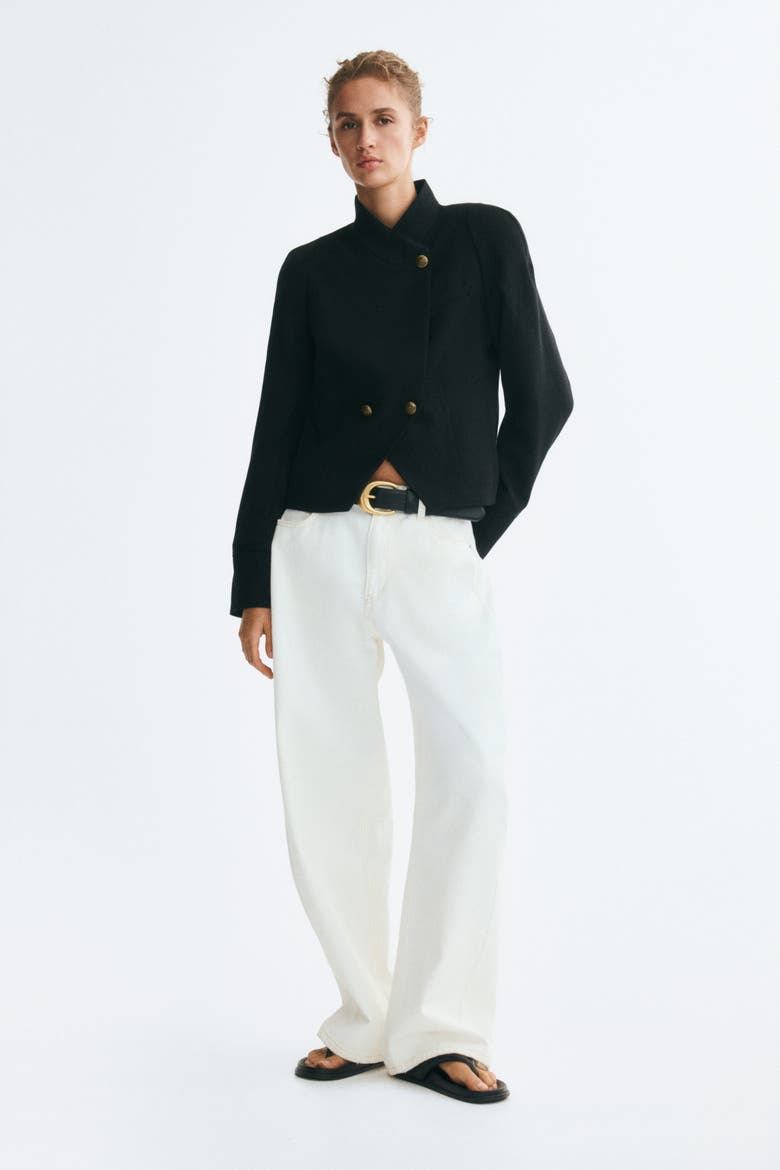Jacket With Shoulder Pads, Alternate, color, Black