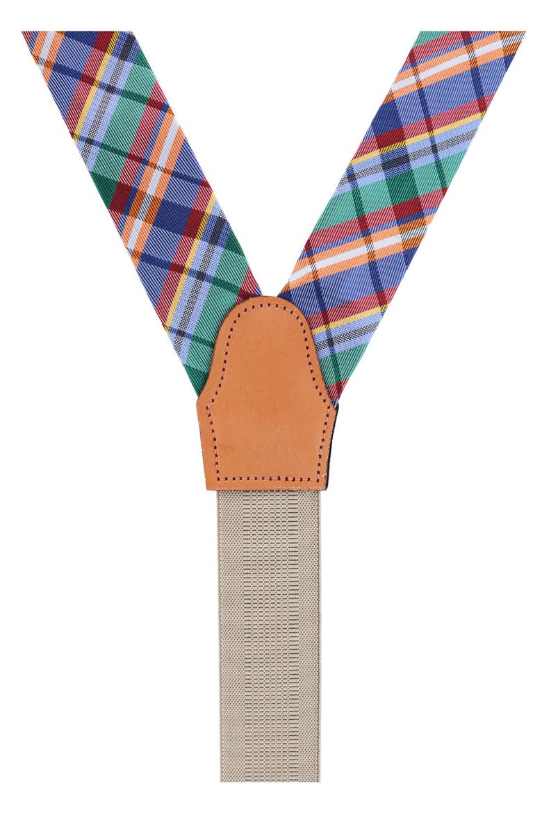 Sherwood Plaid Silk Suspenders, Alternate, color, COOL COLOR PLAID