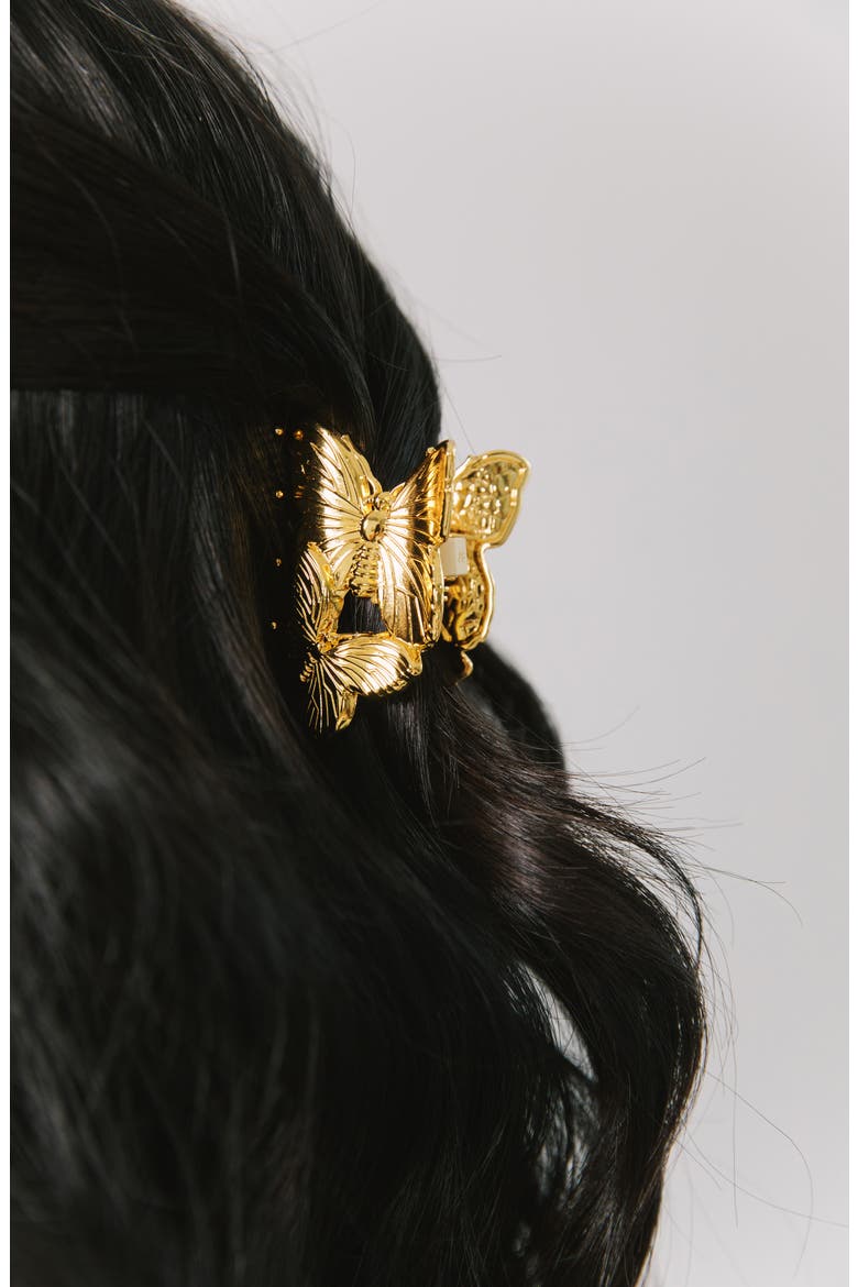 Papillon Gold Claw Clip, Alternate, color, GOLD