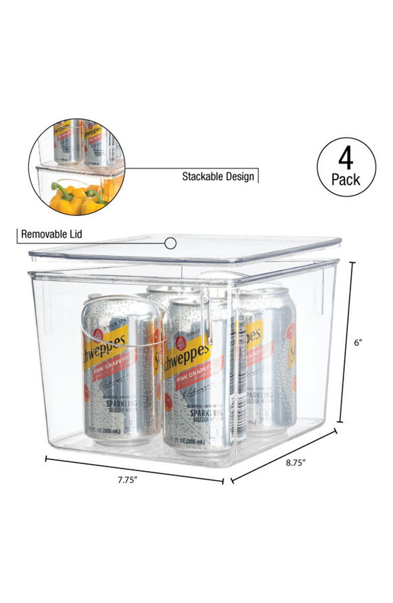 SORBUS Clear Fridge Bin - Set of 4, Alternate, color, Clear