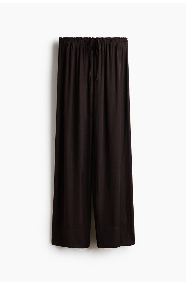H&M Wide Drawstring Trousers, Main, color, Dark Brown