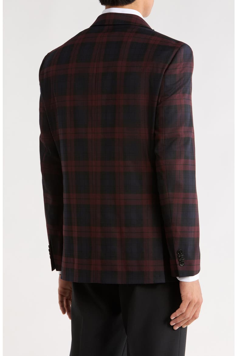 Plaid Two-Button Sport Coat, Alternate, color, BURGUNDY