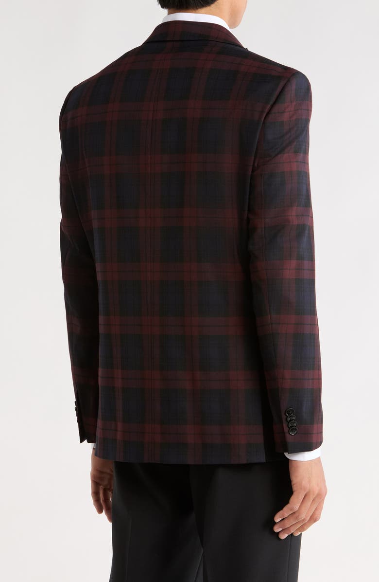 Tommy Hilfiger Plaid Two-Button Sport Coat, Alternate, color, Burgundy