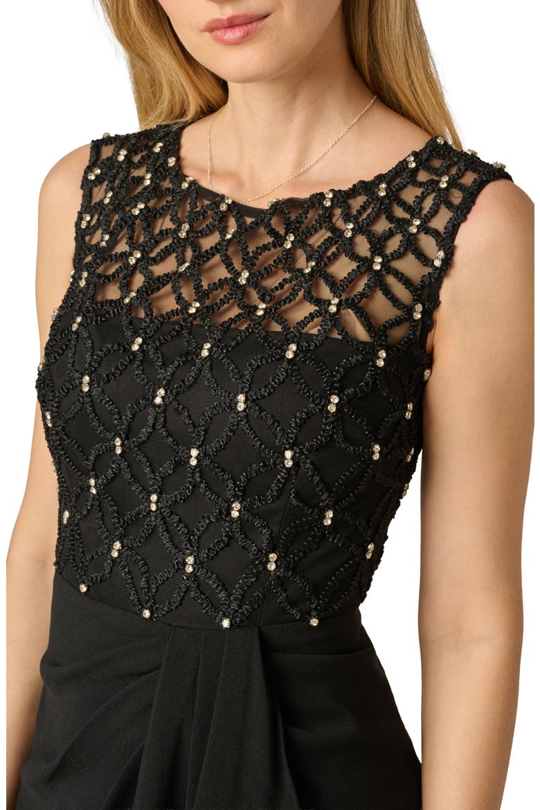 Beaded Jersey Gown, Alternate, color, BLACK