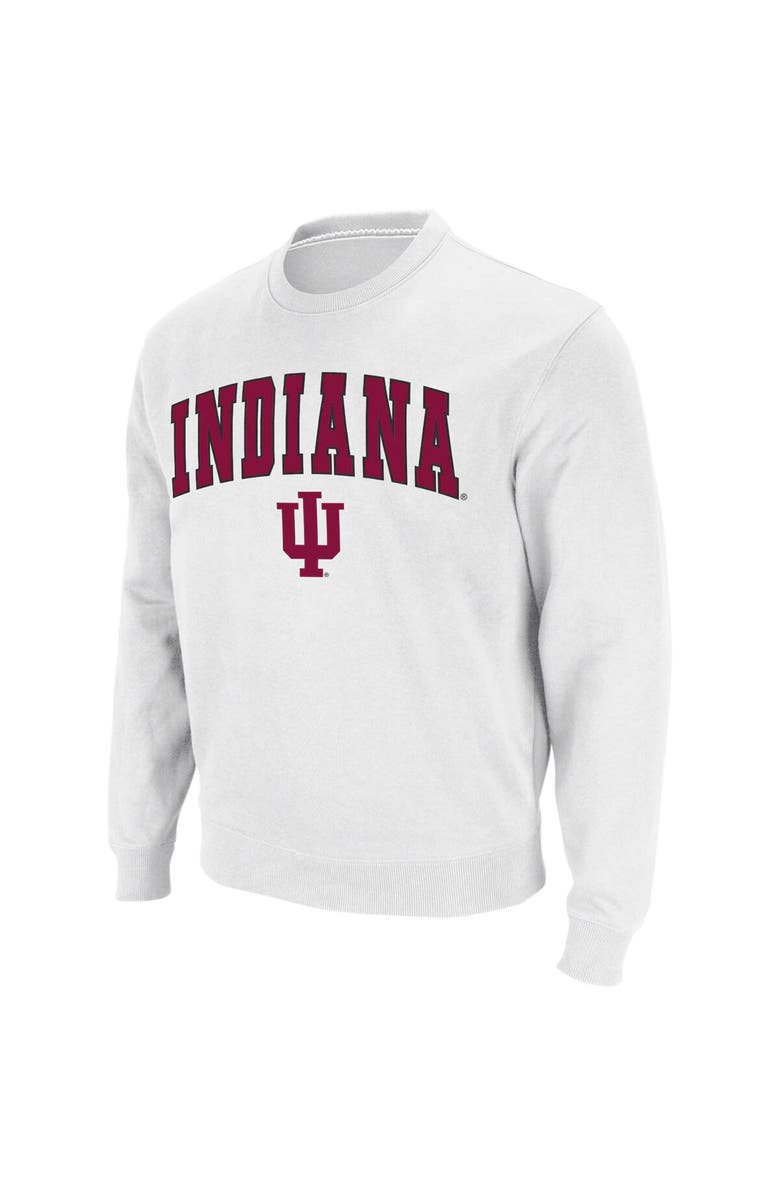 COLOSSEUM Men's Colosseum White Indiana Hoosiers Arch & Logo Crew Neck Sweatshirt, Alternate, color, White