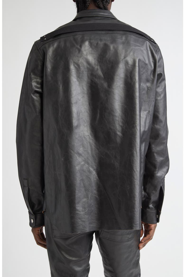 Leather Shirt Jacket, Alternate, color, BLACK
