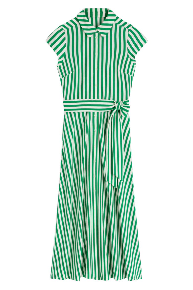 Marcia Stripe Cap Sleeve Cotton Blend Jersey Shirtdress, Alternate, color, GREEN STRIPE