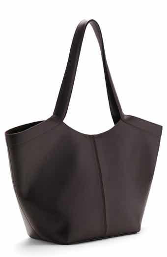 MANGO Large Leather Shoulder Bag