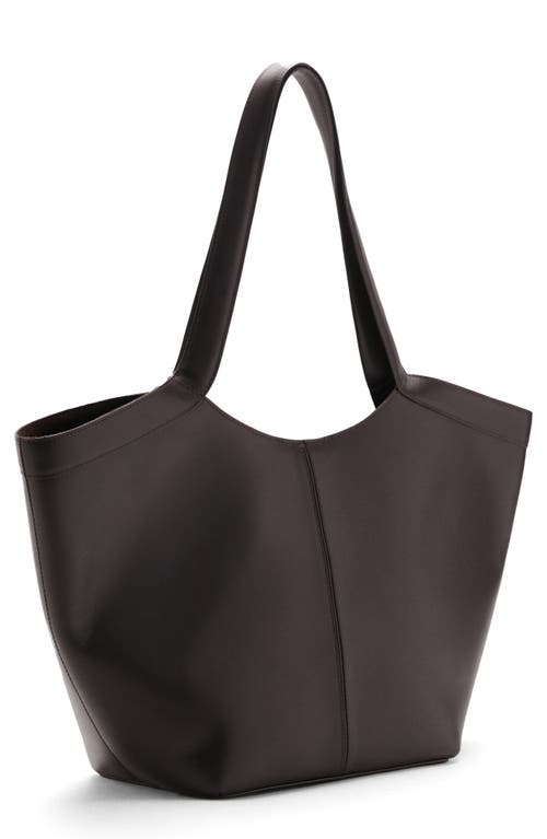 Mango Large Leather Shoulder Bag In Brown