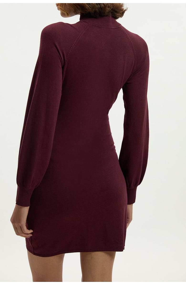 Karen Millen Viscose Blend Popper Knit Mini Dress, Alternate, color, Burgundy