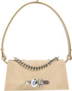 McQueen Mini Jeweled Croc Embossed Suede Top Handle Bag