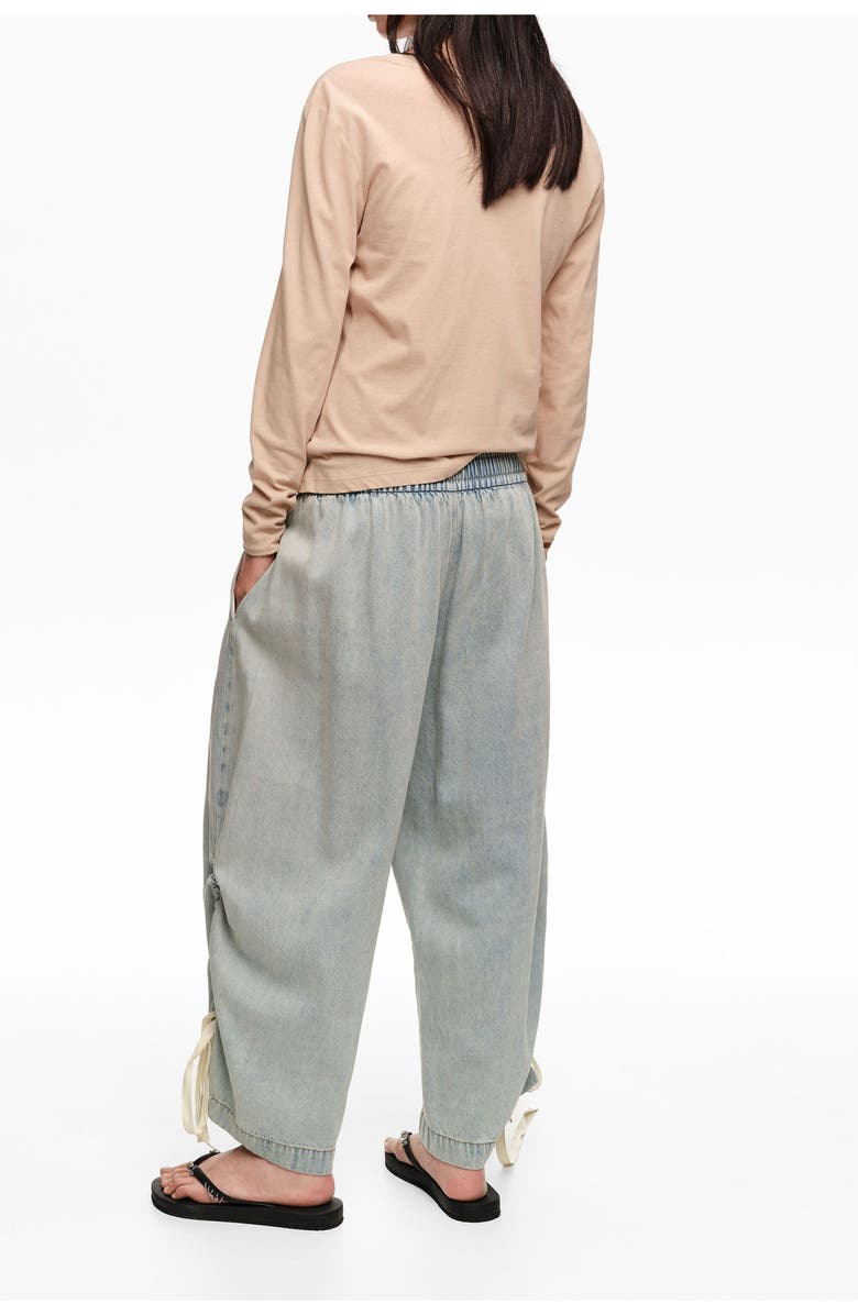 Bimba y Lola Denim Joggers With Gathering, Alternate, color, Light Denim Blue