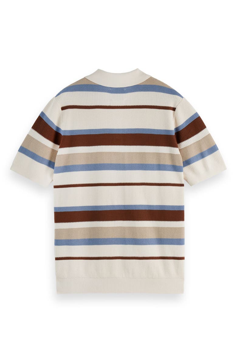 Scotch & Soda Stripe Textured Cotton Knit Polo, Alternate, color, Plaza Taupe Stripe