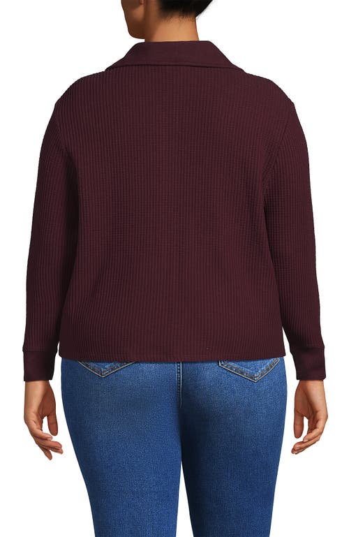 Lands' End Waffle Relaxed Long Sleeve Shirt Jacket In Burgundy