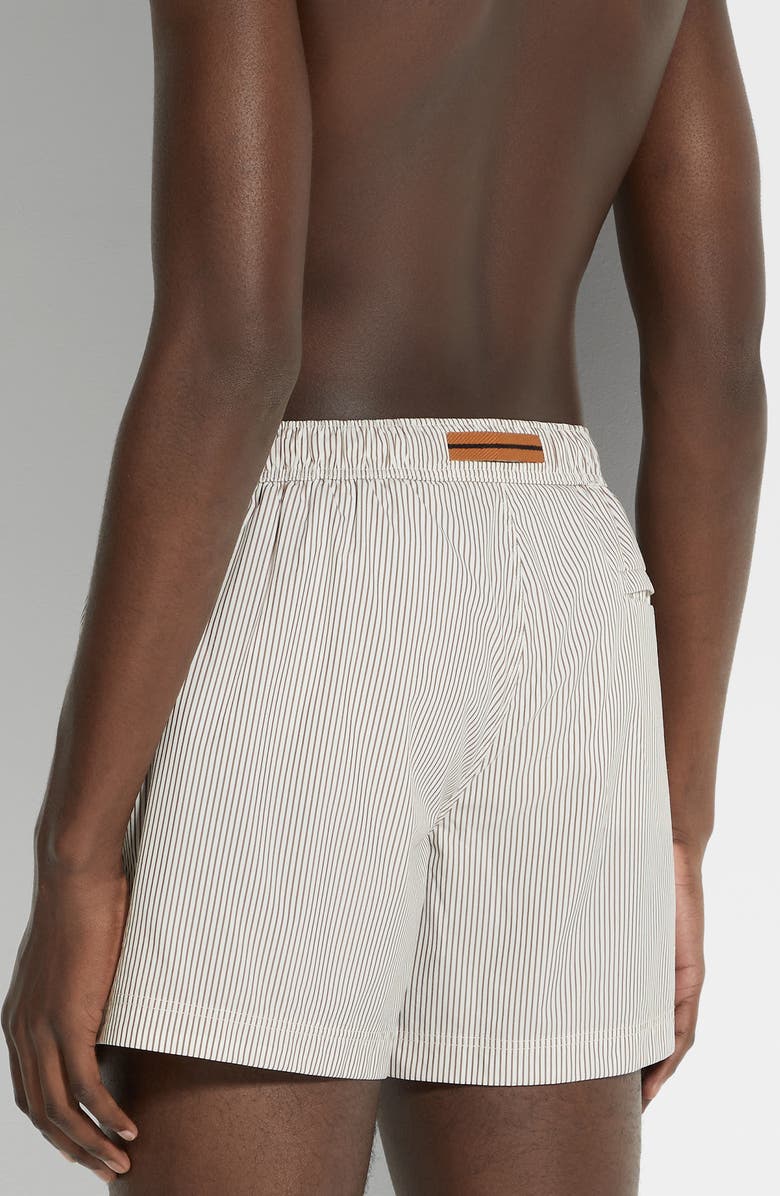 ZEGNA Pinstripe Swim Trunks, Alternate, color, White Striped