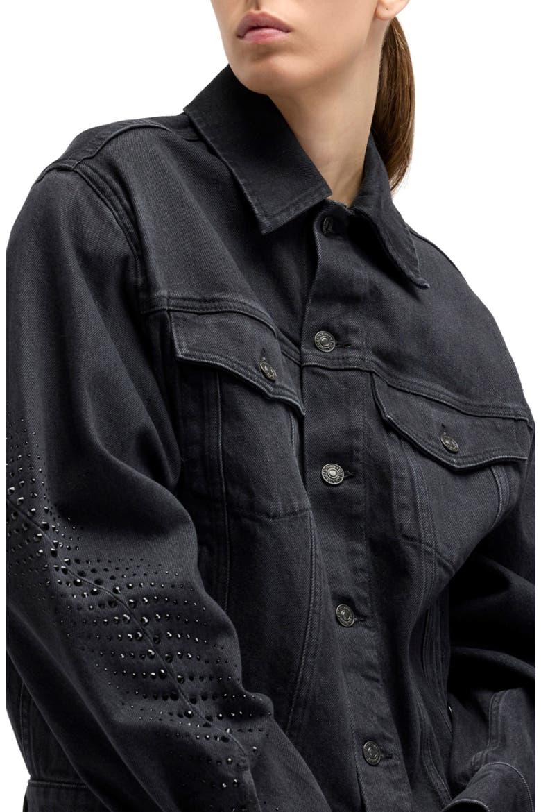 Embellished Twisted Seam Denim Jacket, Alternate, color, THUNDER STORM