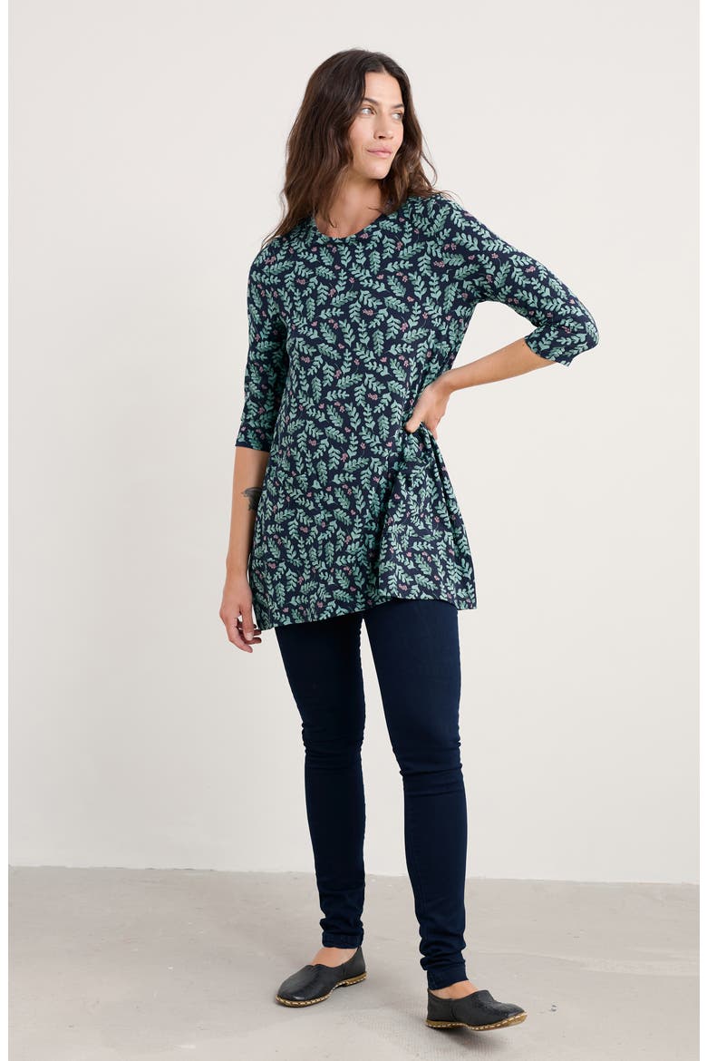 Killiow Floral Tunic Top, Alternate, color, INDIGO LEAF MARITIME