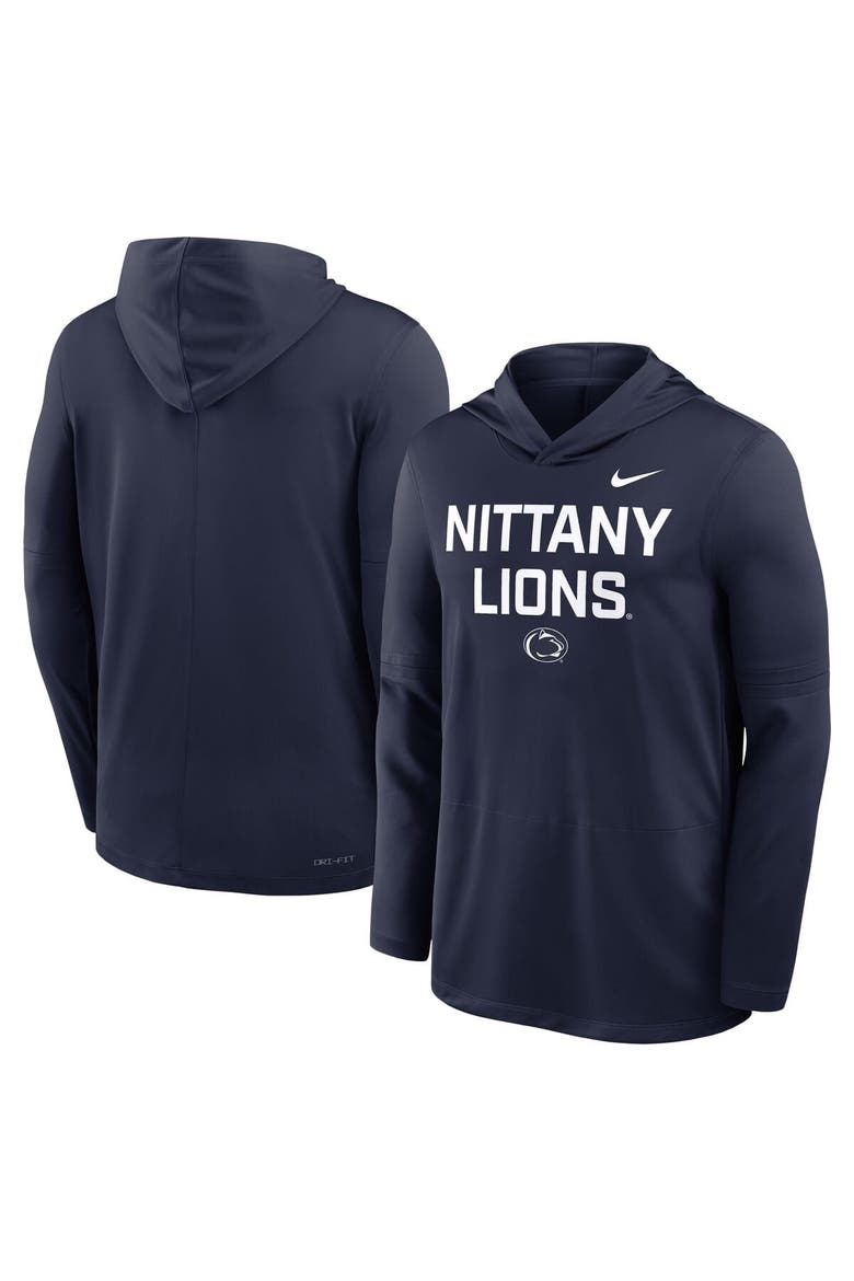 Men's Nike Navy Penn State Nittany Lions 2025 Sideline Performance Long Sleeve Hoodie T-Shirt, Alternate, color, Navy