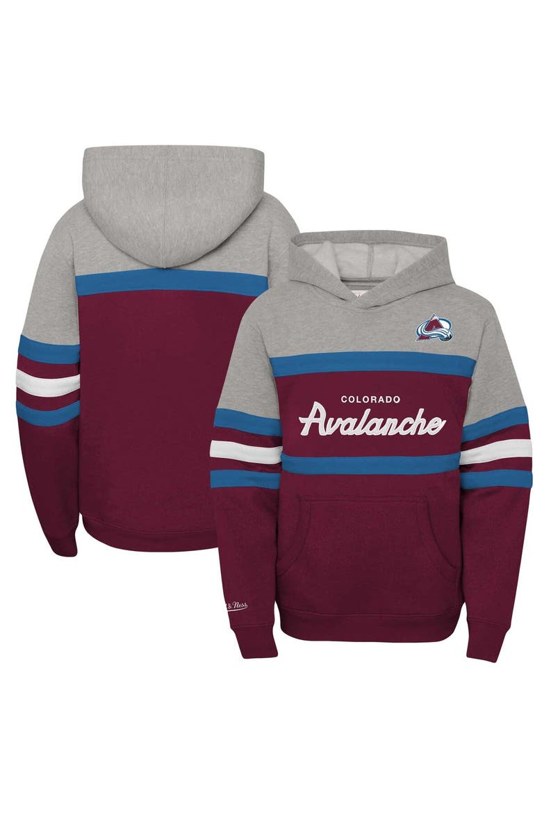 Youth Mitchell & Ness Burgundy Colorado Avalanche Head Coach Pullover Hoodie, Main, color, Burgundy