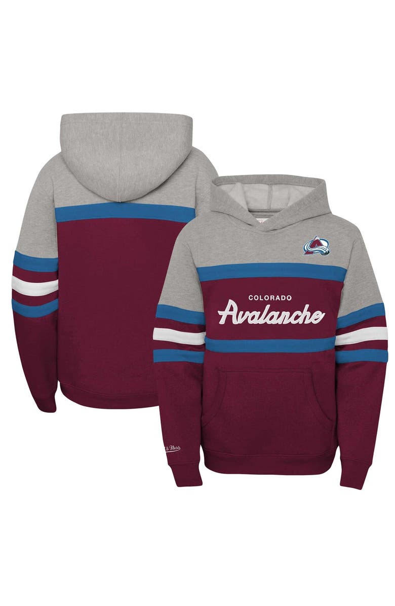 Mitchell & Ness Youth Mitchell & Ness Burgundy Colorado Avalanche Head Coach Pullover Hoodie, Main, color, Burgundy