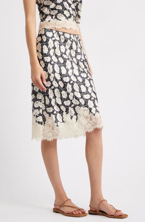 Doen Elowette Lace-trimmed Floral-print Silk-satin Skirt In Multi